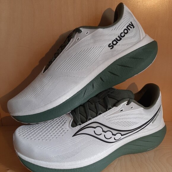 Mens Saucony Ride 18 size 11 white & olive green - Picture 6 of 9